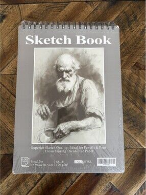 Premium 120gsm Sketch Book - 9"x12" Spiral Bound Drawing Pad 1 Pack of 100 - NEW
